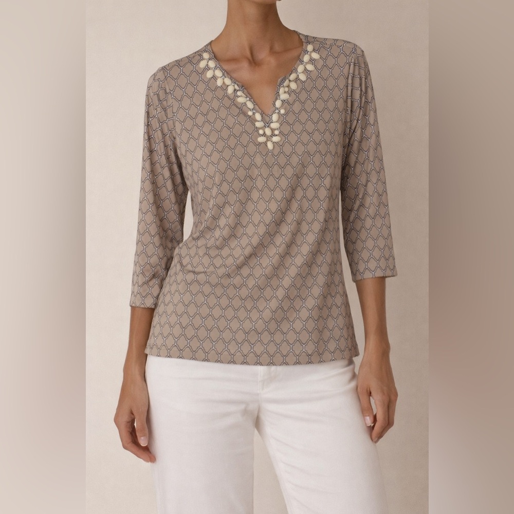 Susan Graver Blouse 3/4 Sleeve Top S